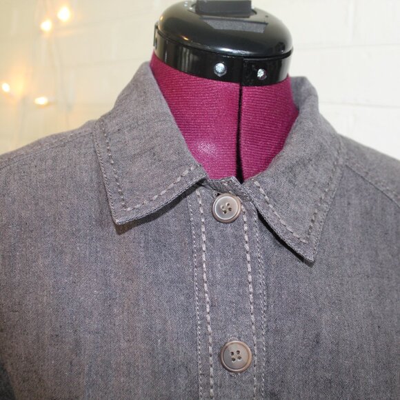 Sigrid Olsen Gray Linen Style Utility Jacket Blazer Size X-Large - Picture 5 of 6